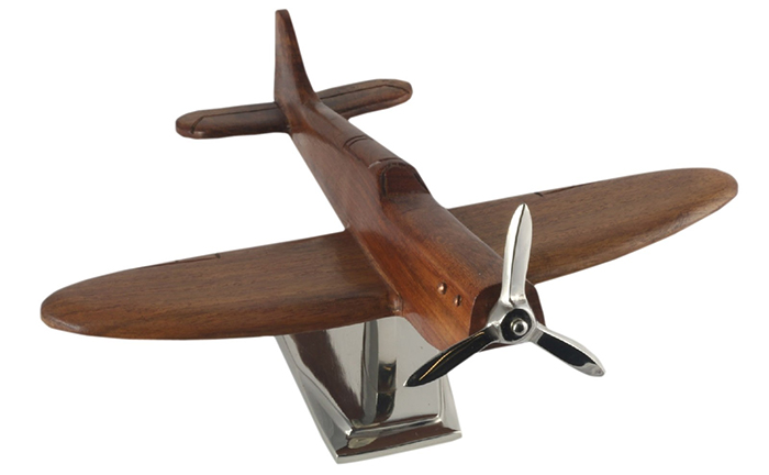 Wood Spitfire Plane With Aluminium Base - Click Image to Close